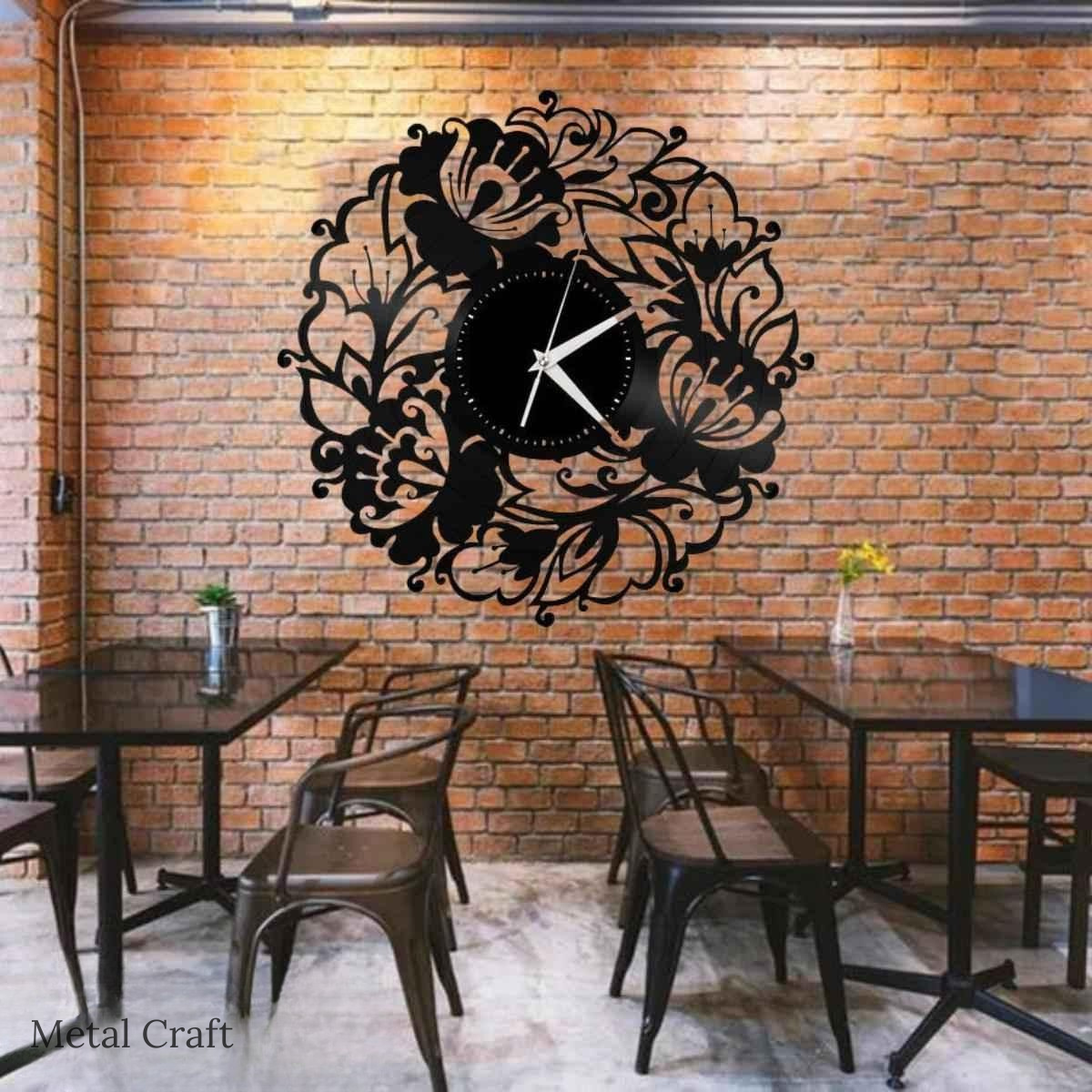Flowers Vinyl Wall Clock | Metal Wall Clock