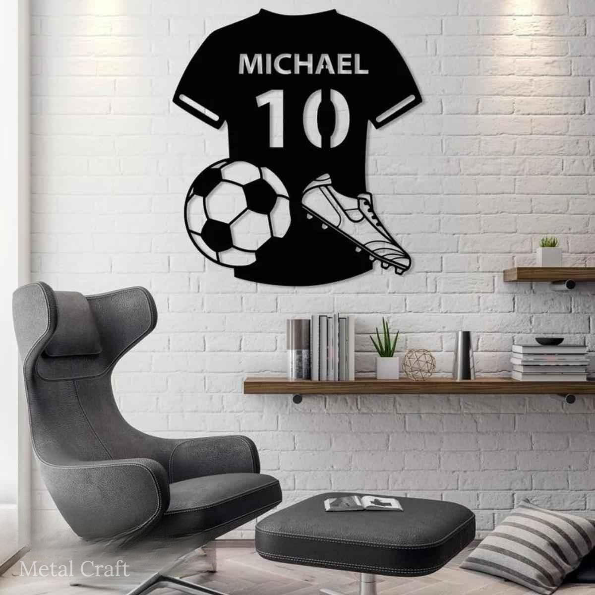 Custom Football Player Metal Sign | Personalized Football Wall Decor