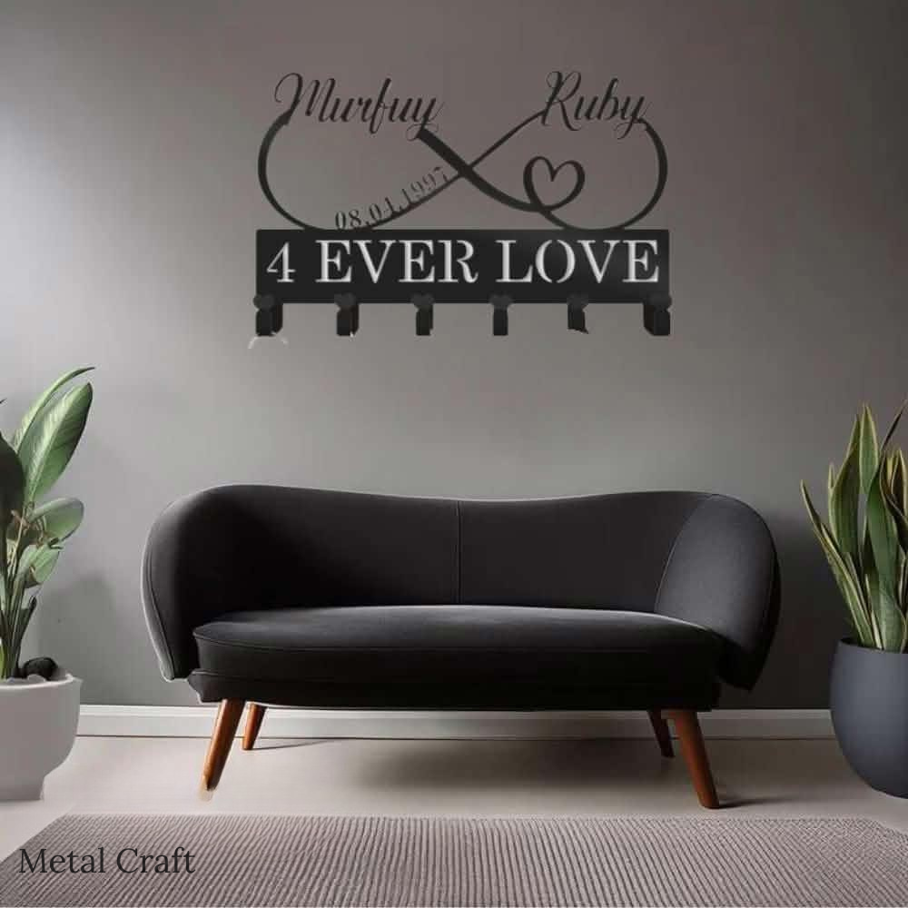 Personalized Name Key Rack | Metal Heart Key Rack