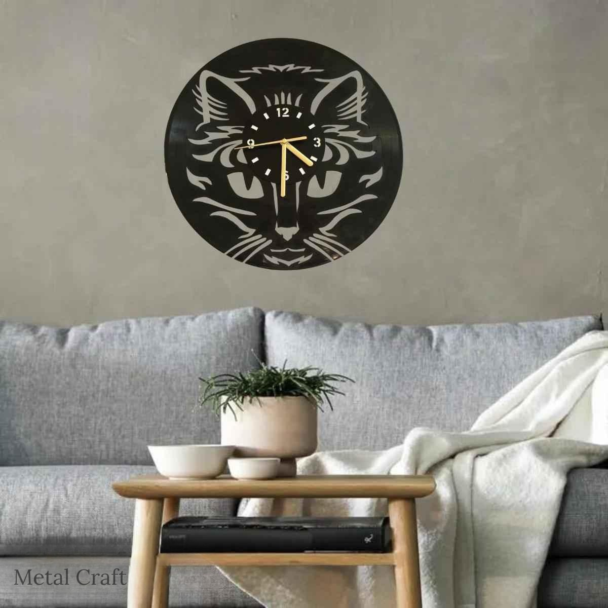Cat Metal Wall Clock