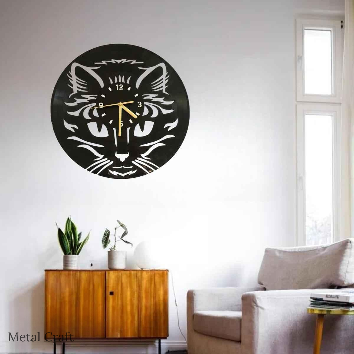 Cat Metal Wall Clock