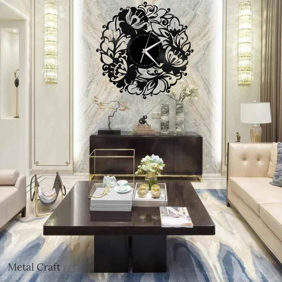 Flowers Vinyl Wall Clock | Metal Wall Clock