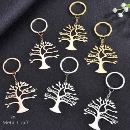 Stainless Steel Family Tree Keychain