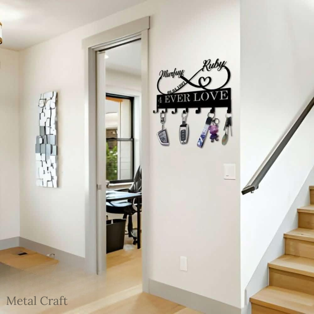 Personalized Name Key Rack | Metal Heart Key Rack
