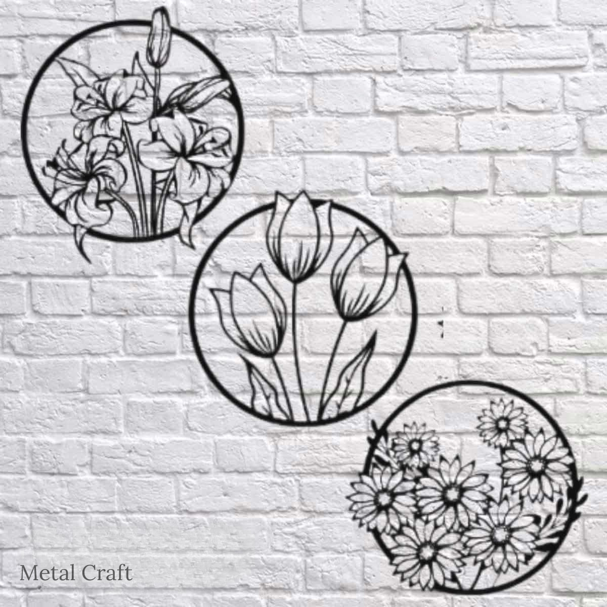 Floral Metal Wall Art | Modern Flower Wall Decor
