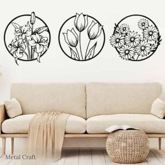 Floral Metal Wall Art | Modern Flower Wall Decor