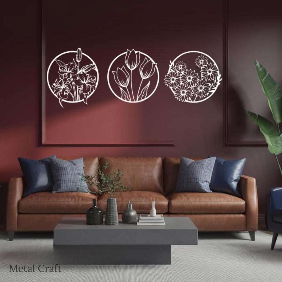 Floral Metal Wall Art | Modern Flower Wall Decor