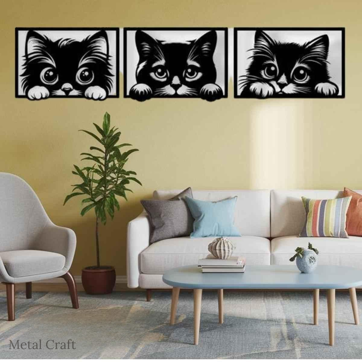Peeking Cat Wall Decor | Cute Cat Wall Art
