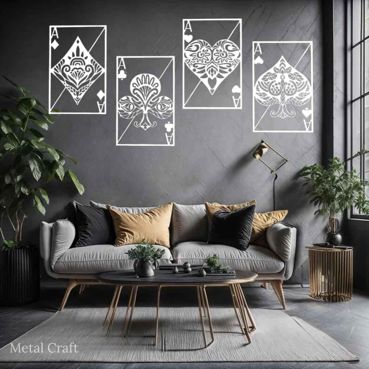 Playing Cards Wall Decor | Poker Metal Wall Art